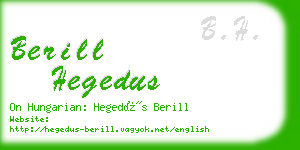 berill hegedus business card